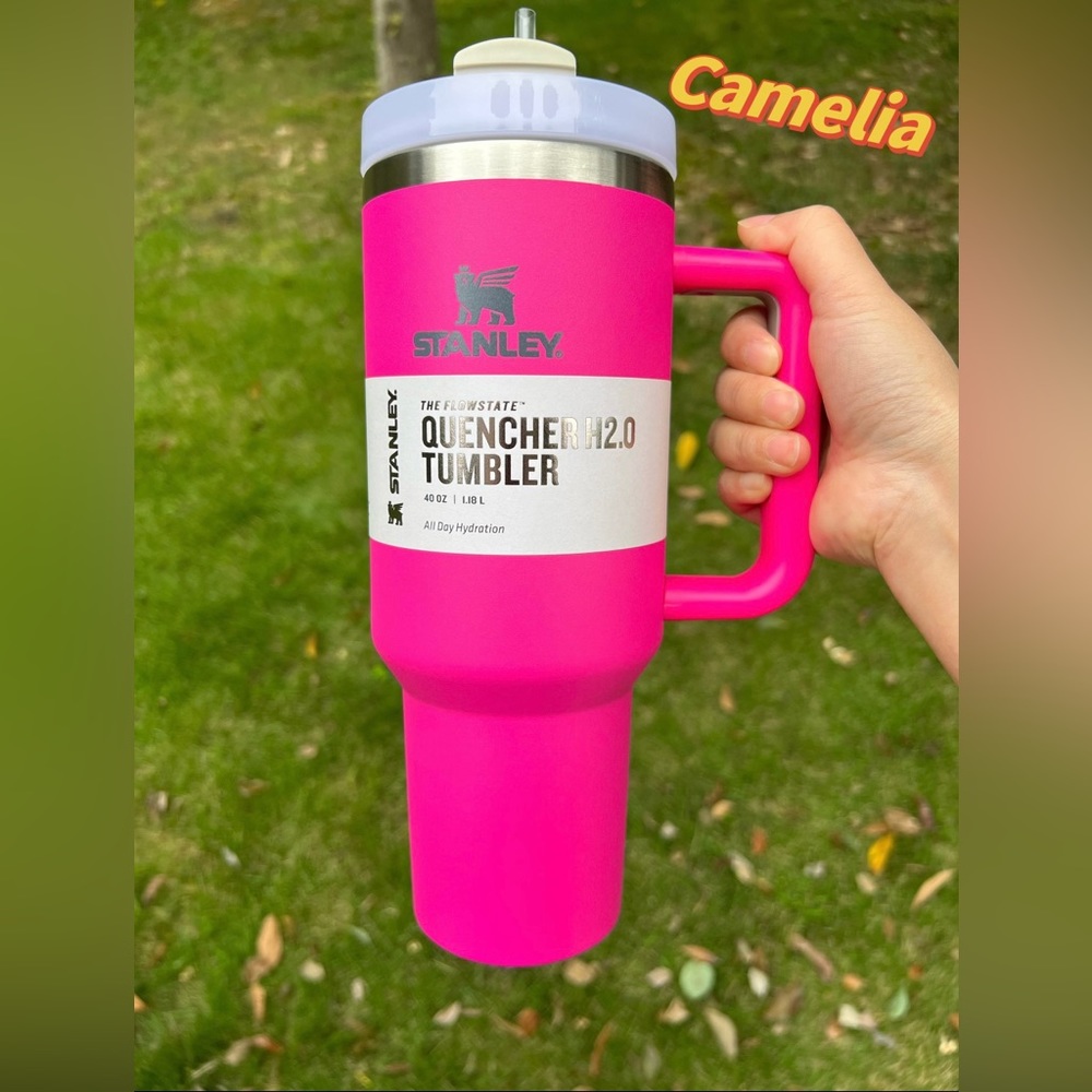 stanley tumbler 40oz hot PINK camelia